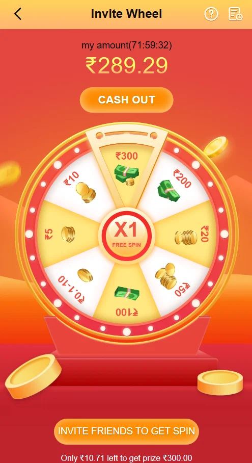 An image from the 6 Club game showing Invite Wheel Event